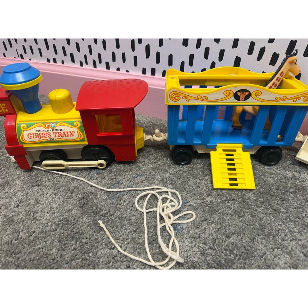 Fisher Price Little People vintage Circus Train 7 pieces Locomotive Caboose 991 - Picture 6 of 9